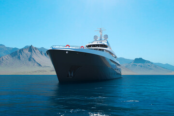 Luxurious Yacht Voyage Across Pristine Blue Waters, Sports Car Onboard
