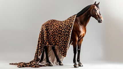 elegance untamed: a majestic horse adorned in leopard luxury