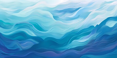 An abstract gradient waves design, transitioning from turquoise to indigo, creating a mesmerizing pattern that captures the fluidity and motion of ocean waves.