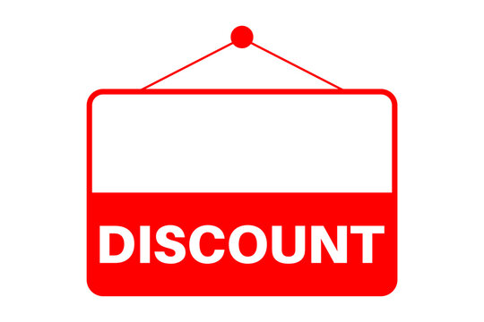Discount red sign design as a blank template with a copy space for text. Used as a label or a sticker for concepts like promotions, products on sale, special offers, bargain and lower prices events.