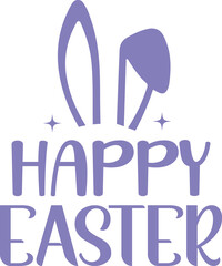 Happy Easter typography clip art design on plain white transparent isolated background for card, shirt, hoodie, sweatshirt, apparel, tag, mug, icon, poster or badge