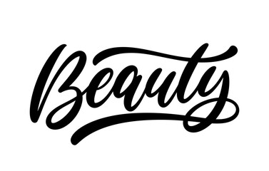 Beauty - single word hand drawn calligraphic lettering. Vector text design.