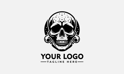 Versatile Skull Logo - Ideal for Apparel, Web, and More!
This sleek skull logo is perfect for a variety of uses, from t-shirts to websites. Featuring a striking black and white vector graphic, 