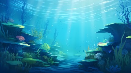 A tranquil underwater gradient scene, with deep ocean blues transitioning to aquamarine greens, providing a serene backdrop for graphic resources and illustrations.