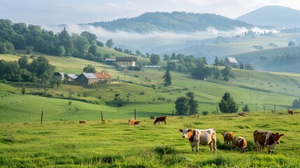 Fototapeta na wymiar cow in the pasture. cow grazing on a farmer's field