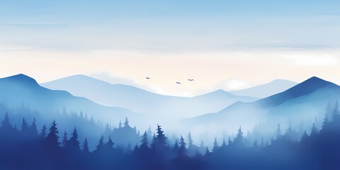 A tranquil morning mist over a gradient background, transitioning from pale blues to deep sapphire tones, offering a serene setting for creative endeavors.