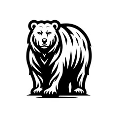 Black and white logo of an angry bear. Vector logo of a mad bear.