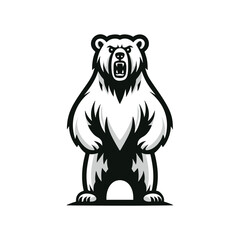 Black and white logo of an angry bear. Vector logo of a mad bear.