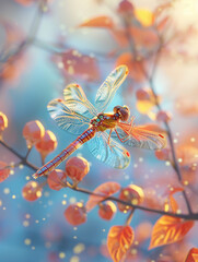 a lovely 3d illustration of cute little dragon fly