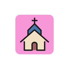 Line icon of church. Cathedral, famous place pointer, Christianity. Religion concept. Can be used for signboards, poster, brochure pictograms