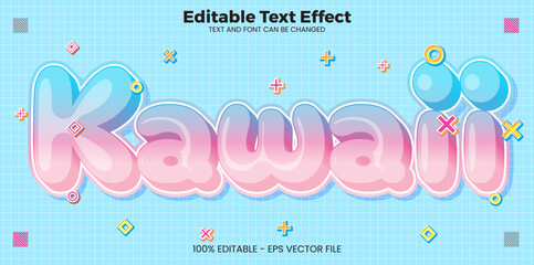 Kawaii editable text effect in modern trend style