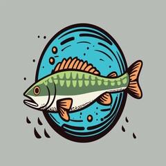 Flat design freshwater fish illustration. Freshwater fish vector illustration for t-shirt design