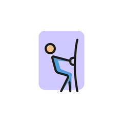 Line icon of man pulling in door. Door signboard, closed door, entrance. Pictograms concept. Can be used for signboards, poster, brochure pictograms