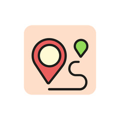 Line icon of pointers on map. Route, guide, orienteering. Tourism concept. Can be used for web pictograms, design and application icons
