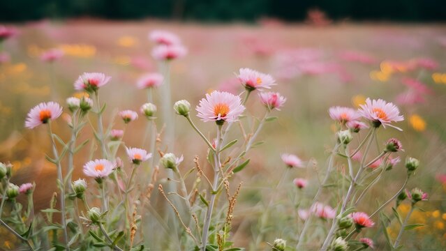 Soft blur filter image of summer dry flower meadow
