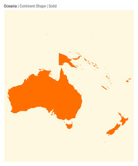 Oceania. Simple vector map. Continent shape. Solid style. Border of Oceania. Vector illustration.