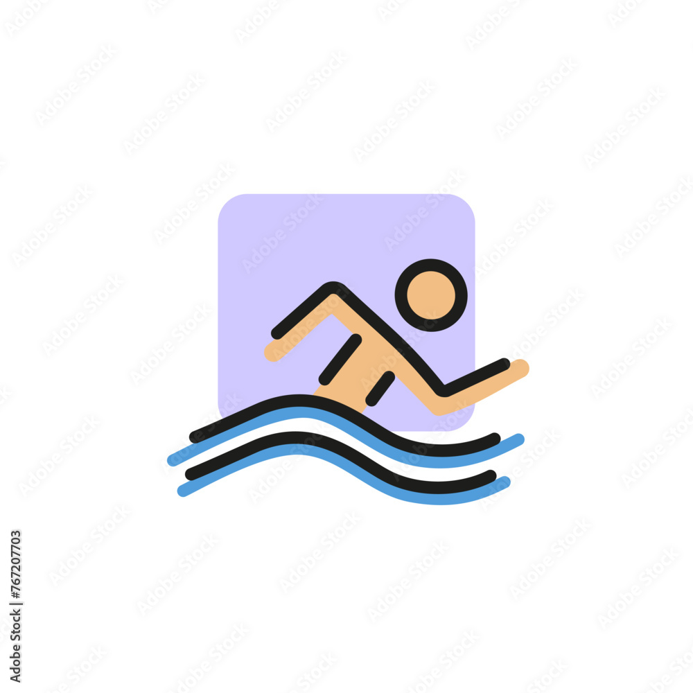 Wall mural Line icon of swimming man. Swimming pool, swimming competition, beach. Sport concept. Can be used for topics like Olympic games, summer resort, leisure