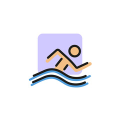 Line icon of swimming man. Swimming pool, swimming competition, beach. Sport concept. Can be used for topics like Olympic games, summer resort, leisure