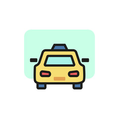 Line icon of taxi. Taxi stop sign, police car, official car. Transport concept. Can be used for topics like transportation, service, road signs