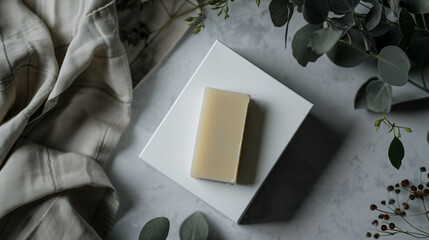 Eco-Friendly Craft Soap Bar on a Minimalist Backdrop