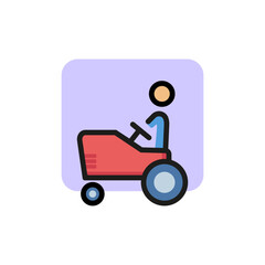 Line icon of toy car with child. Toy car hire, amusement park, kindergarten. Transport concept. Can be used for topics like leisure, childhood, transportation