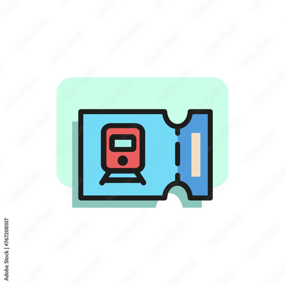 Canvas Prints Line icon of train ticket. Ticket control, railway ticket office, railway station. Transport and travel concept. Can be used for web pictograms, design and application icons