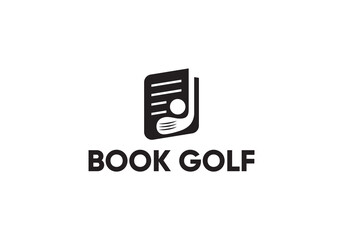 Fototapeta premium golf stick with book logo design. golf sport education concept