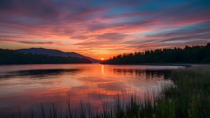 Spectacular sunset wallpaper background sets a tranquil mobile scene