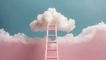 Image for motivation and success Ladder on a cloud - obrazy, fototapety, plakaty