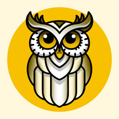Minimalist Owl Vector Illustration with Outlines and Simplified Features
