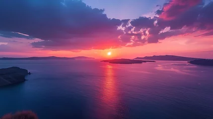 Fotobehang sunset over the sea © Vahip