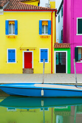 Colorful architecture in Burano island, Venice, Italy.