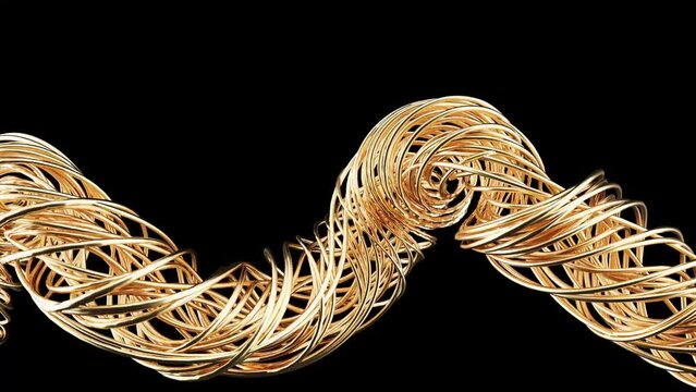 Elegant gold wire forms a twisted helix pattern, ideal for luxury and technology themes