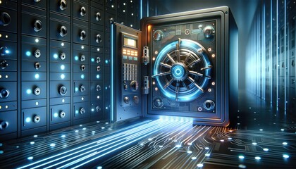High-tech Security Vault in a Futuristic Server Room