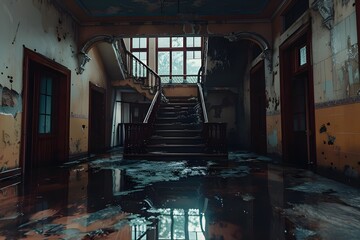 Urban Exploration - Abandoned buildings and forgotten spaces with a hint of mystery.

 - obrazy, fototapety, plakaty