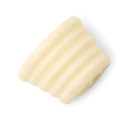 One tasty butter curl isolated on white, top view