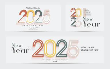 Happy New Year 2025 with simple unique numbers and a touch of beautiful color. Premium vector design for a design that is needed at an event. Posters, banners and greeting cards.