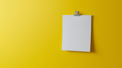 Pinned white note paper on a bright yellow wall