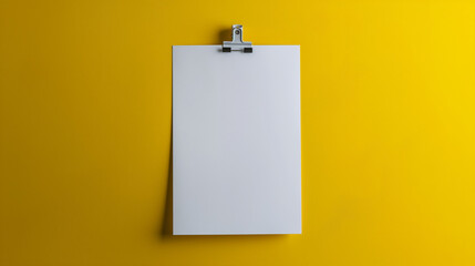 Pinned white note paper on a bright yellow wall