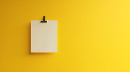 Pinned white note paper on a bright yellow wall