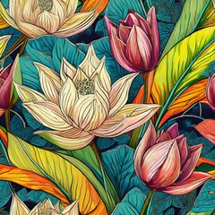 seamless pattern with leaves