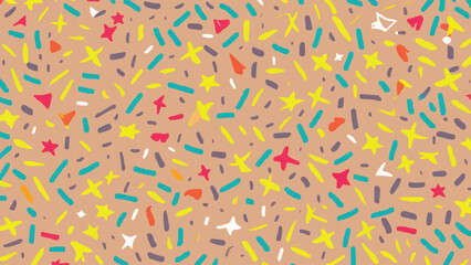 Whimsical Celebration: Vibrant Hand-Drawn Sprinkle Seamless Pattern - A Vector Delight