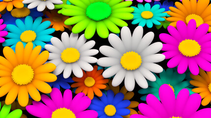 3d rendering colorful daisy flower