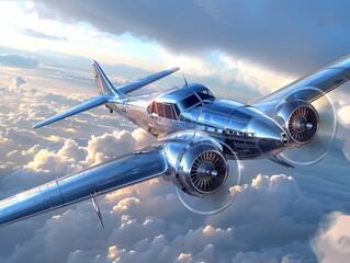 Retro Airplane in Sky