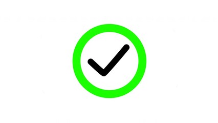 Checkmark animation. Positive check or achievement sign. Yes voting tick on white background