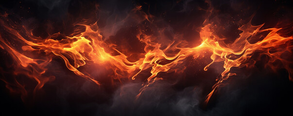 Fototapeta na wymiar surreal fire shape in the darkness background, fire glowing scene