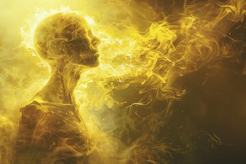 Illustrate the potential health hazards of hydrogen sulfide exposure through a conceptual image depicting its effects on the human body.