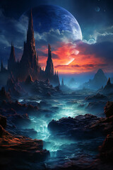 An otherworldly fantasy landscape inspired by the wonders of space and the unknown