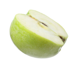 Half of ripe green apple on white background