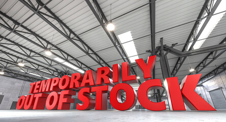 Temporarily out of stock sign in warehouse